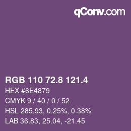 カラーコード: RGB 110 72.8 121.4 | qconv.com