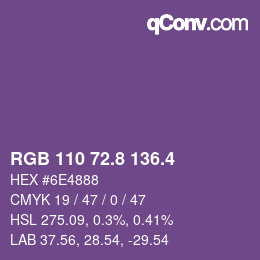 カラーコード: RGB 110 72.8 136.4 | qconv.com