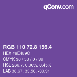 カラーコード: RGB 110 72.8 156.4 | qconv.com