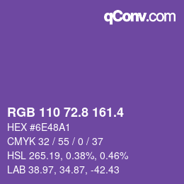 カラーコード: RGB 110 72.8 161.4 | qconv.com