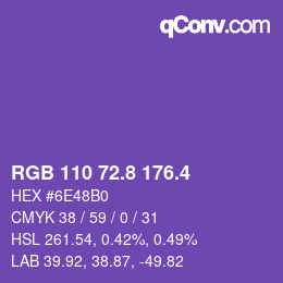 カラーコード: RGB 110 72.8 176.4 | qconv.com