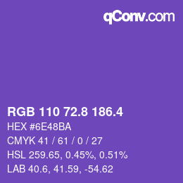 カラーコード: RGB 110 72.8 186.4 | qconv.com