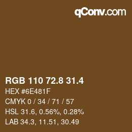 カラーコード: RGB 110 72.8 31.4 | qconv.com