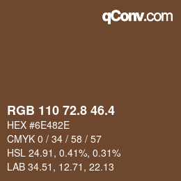 カラーコード: RGB 110 72.8 46.4 | qconv.com