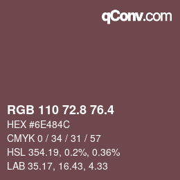 カラーコード: RGB 110 72.8 76.4 | qconv.com