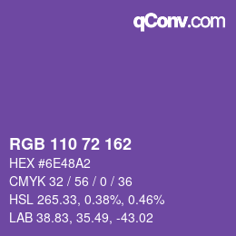 カラーコード: RGB 110 72 162 | qconv.com