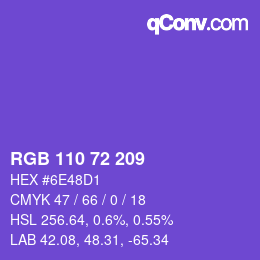 Color code: RGB 110 72 209 | qconv.com
