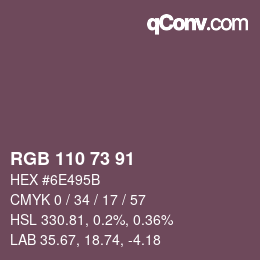 颜色代码: RGB 110 73 91 | qconv.com