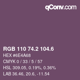 カラーコード: RGB 110 74.2 104.6 | qconv.com
