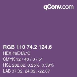 カラーコード: RGB 110 74.2 124.6 | qconv.com