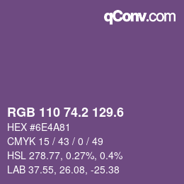 カラーコード: RGB 110 74.2 129.6 | qconv.com