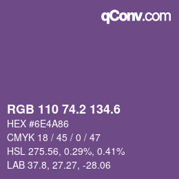 カラーコード: RGB 110 74.2 134.6 | qconv.com