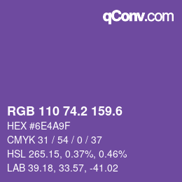 カラーコード: RGB 110 74.2 159.6 | qconv.com