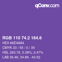 カラーコード: RGB 110 74.2 164.6 | qconv.com