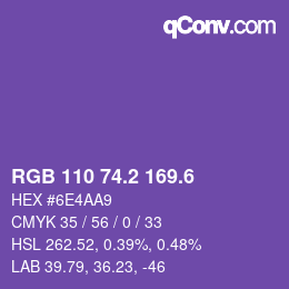 カラーコード: RGB 110 74.2 169.6 | qconv.com