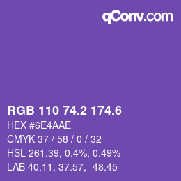 カラーコード: RGB 110 74.2 174.6 | qconv.com