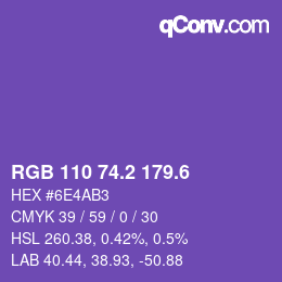 カラーコード: RGB 110 74.2 179.6 | qconv.com