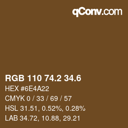 カラーコード: RGB 110 74.2 34.6 | qconv.com