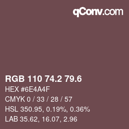カラーコード: RGB 110 74.2 79.6 | qconv.com