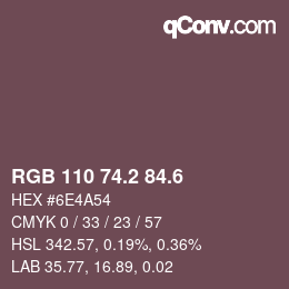 カラーコード: RGB 110 74.2 84.6 | qconv.com