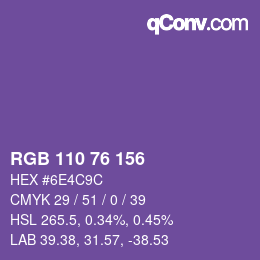 Color code: RGB 110 76 156 | qconv.com