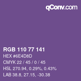 カラーコード: RGB 110 77 141 | qconv.com