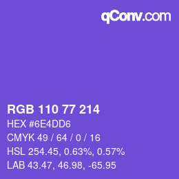 カラーコード: RGB 110 77 214 | qconv.com