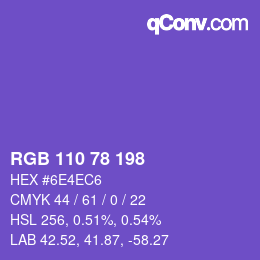 Color code: RGB 110 78 198 | qconv.com
