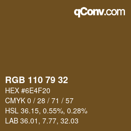 颜色代码: RGB 110 79 32 | qconv.com