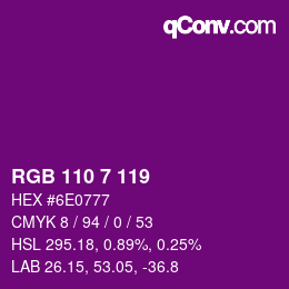 カラーコード: RGB 110 7 119 | qconv.com