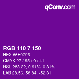 カラーコード: RGB 110 7 150 | qconv.com