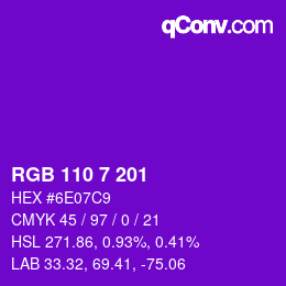Color code: RGB 110 7 201 | qconv.com