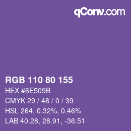 颜色代码: RGB 110 80 155 | qconv.com