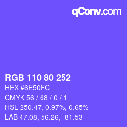 颜色代码: RGB 110 80 252 | qconv.com