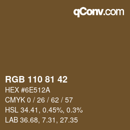 Color code: RGB 110 81 42 | qconv.com
