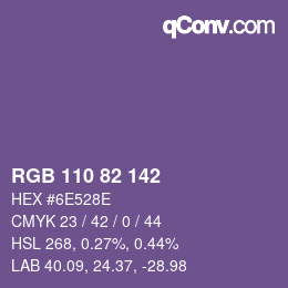 Código de color: RGB 110 82 142 | qconv.com
