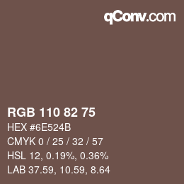 Farbcode: RGB 110 82 75 | qconv.com