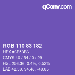 颜色代码: RGB 110 83 182 | qconv.com