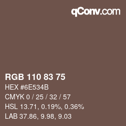 Farbcode: RGB 110 83 75 | qconv.com