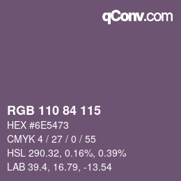 颜色代码: RGB 110 84 115 | qconv.com