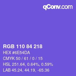 颜色代码: RGB 110 84 218 | qconv.com
