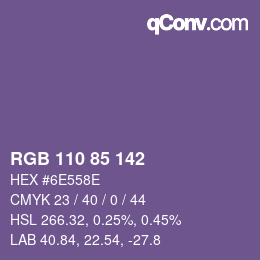 Color code: RGB 110 85 142 | qconv.com
