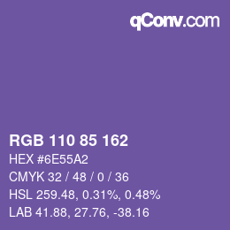 カラーコード: RGB 110 85 162 | qconv.com