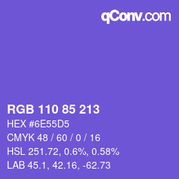 Color code: RGB 110 85 213 | qconv.com