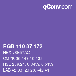 カラーコード: RGB 110 87 172 | qconv.com