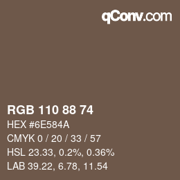 Farbcode: RGB 110 88 74 | qconv.com