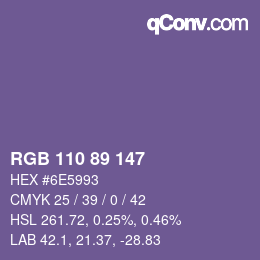 Color code: RGB 110 89 147 | qconv.com