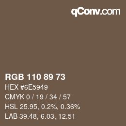 Código de color: RGB 110 89 73 | qconv.com