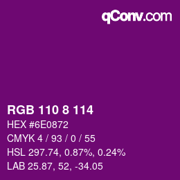 Color code: RGB 110 8 114 | qconv.com