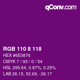 カラーコード: RGB 110 8 118 | qconv.com